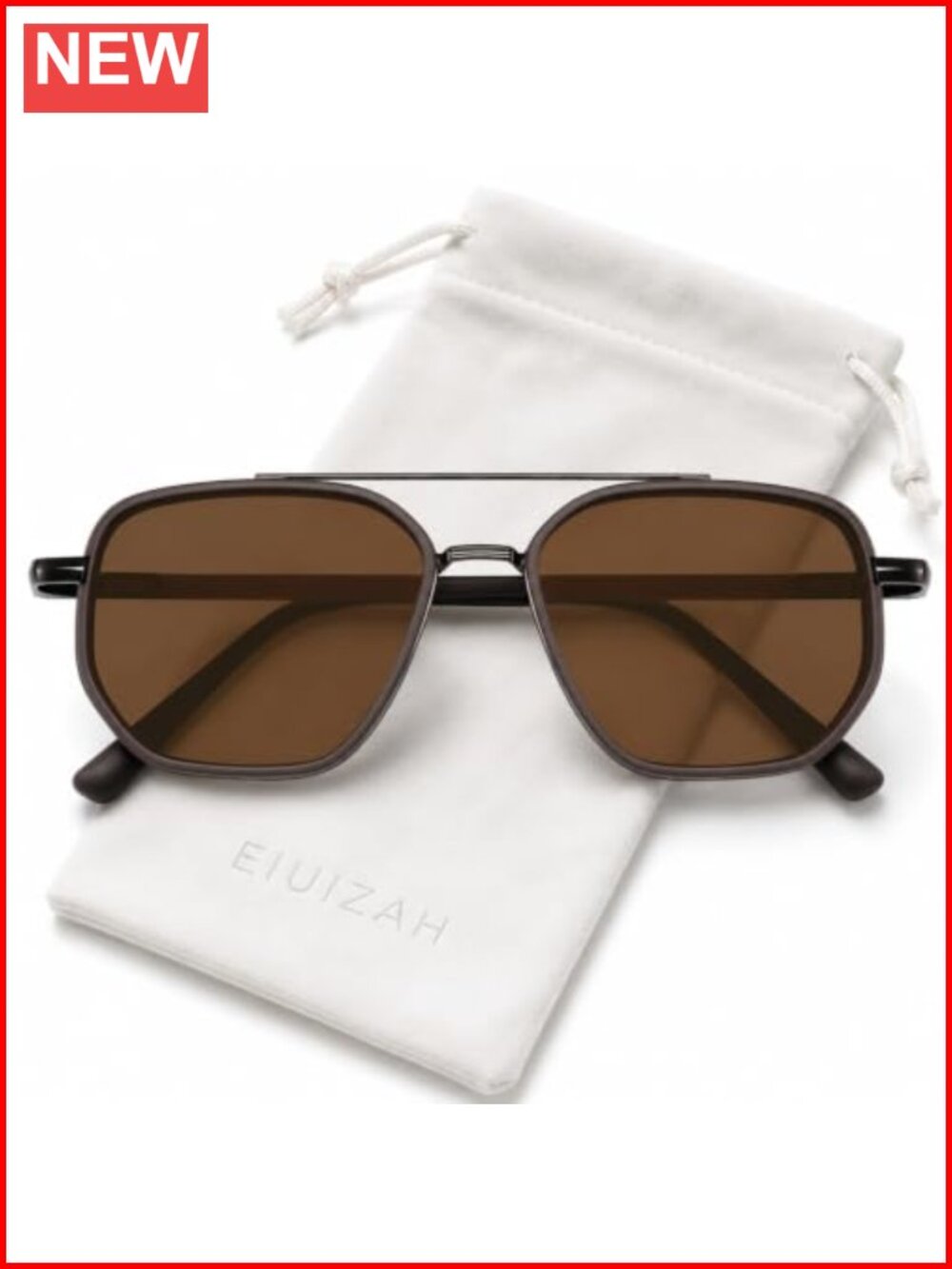 Polarized Square Aviator Sunglasses UV400 Tangle Free Lightweight